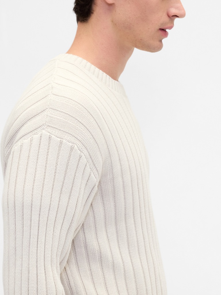 Wide Rib Slim Crewneck Sweater
