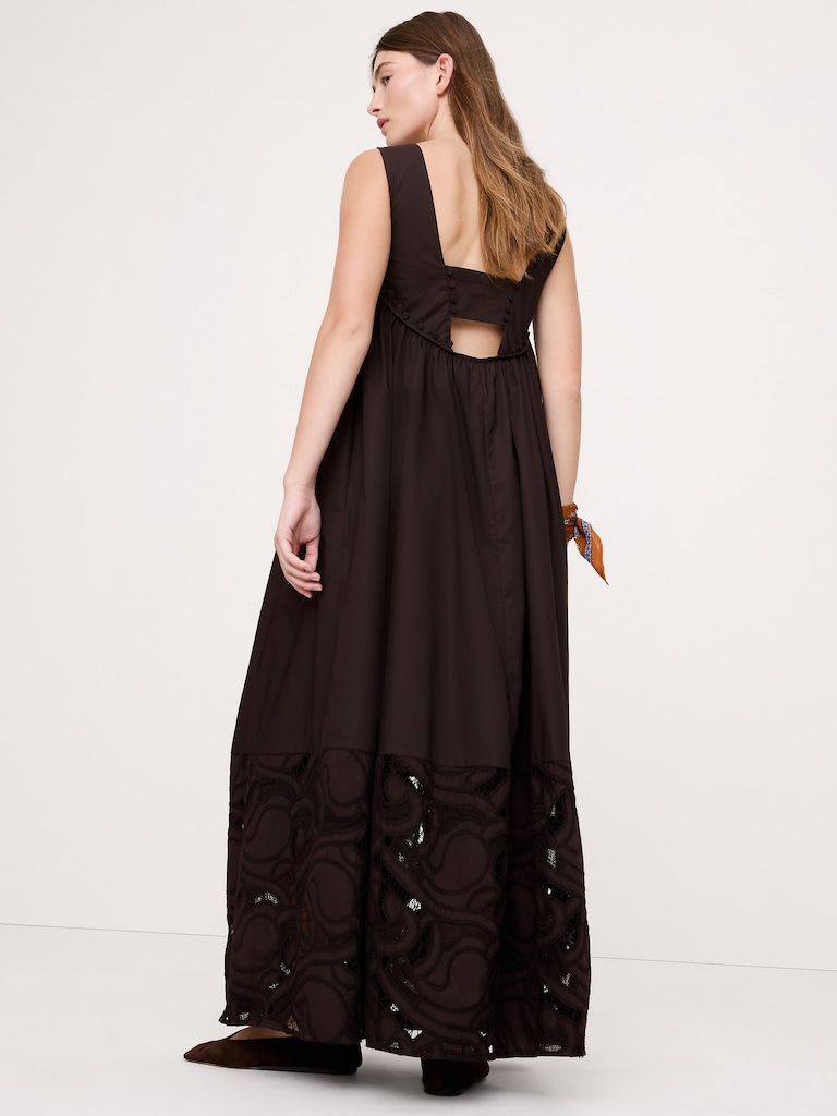 Embroidered Cotton Poplin Maxi Dress