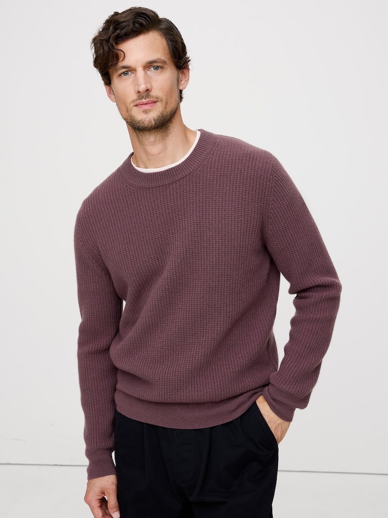 Italian Merino-Cashmere Waffle-Knit Sweater
