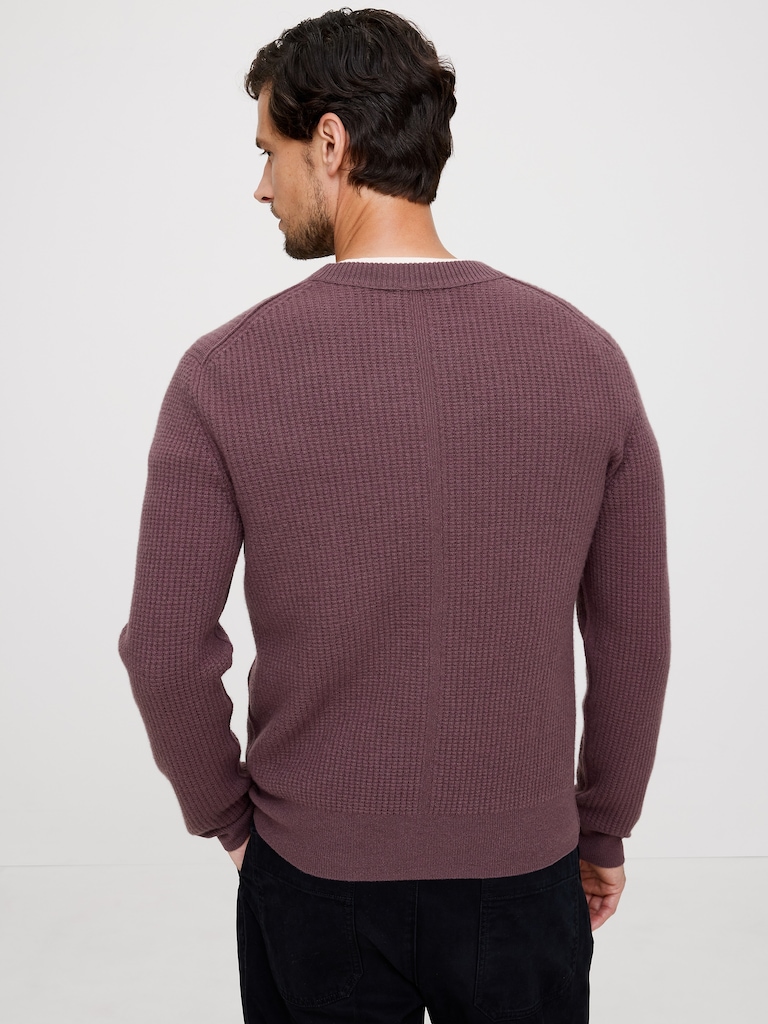 Italian Merino-Cashmere Waffle-Knit Sweater