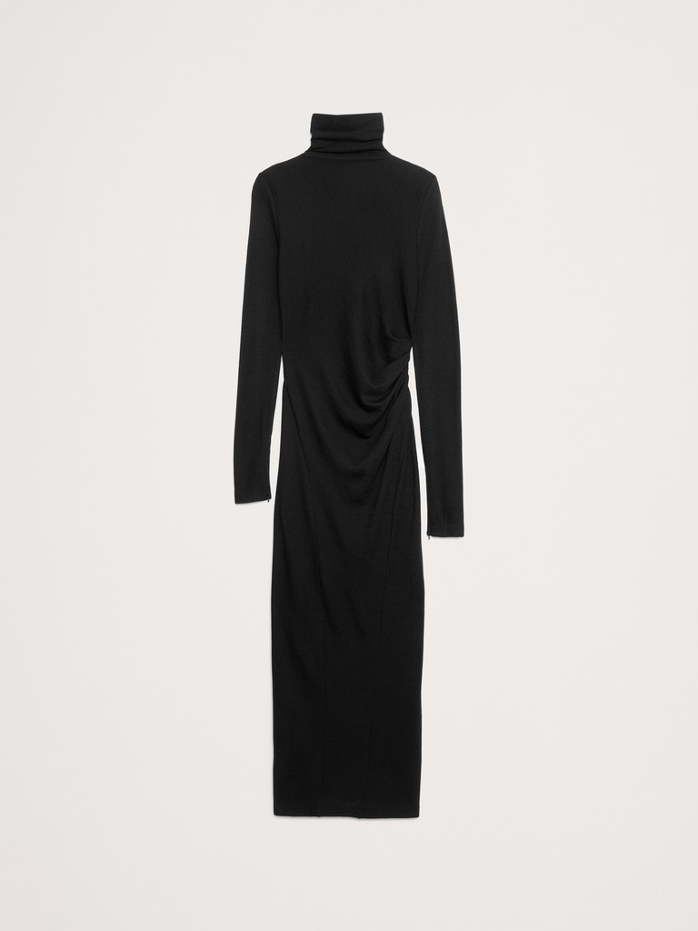Wool-Blend Jersey Ruched Maxi Dress