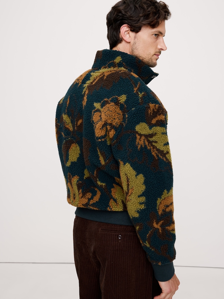 Print Sherpa Fleece Sweatshirt