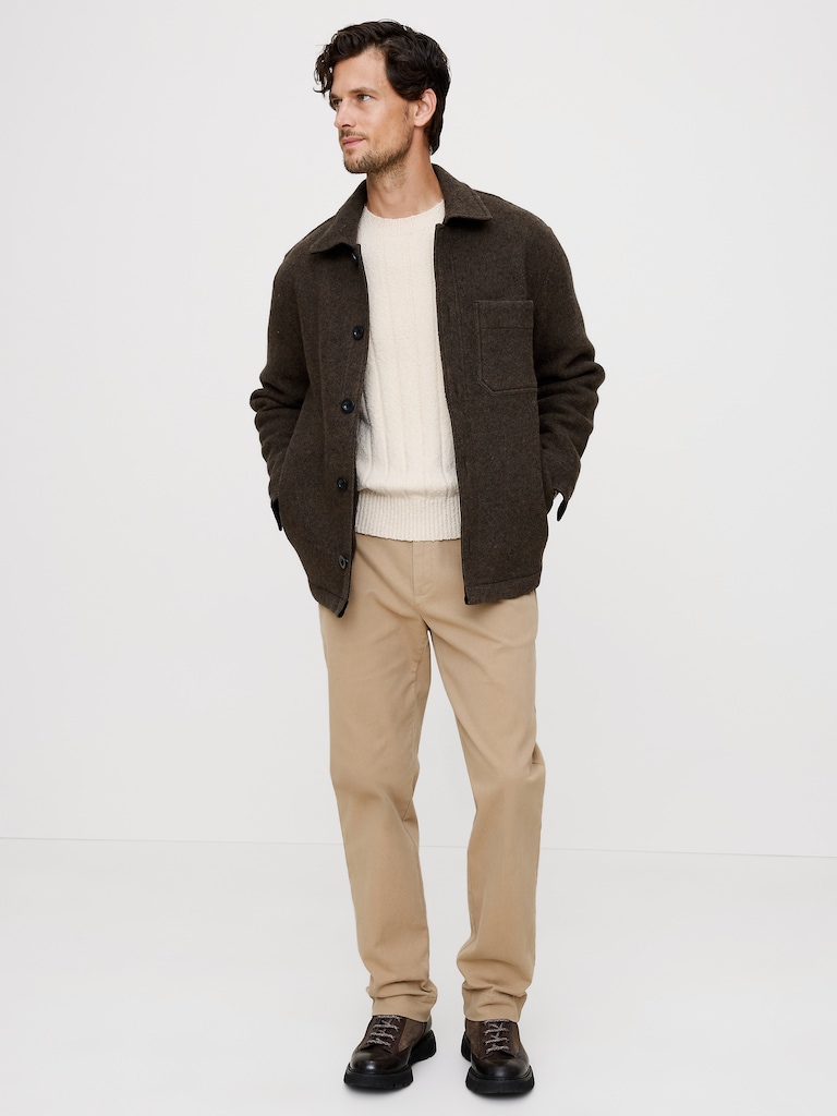 Bouclé Ribbed Crew-Neck Sweater