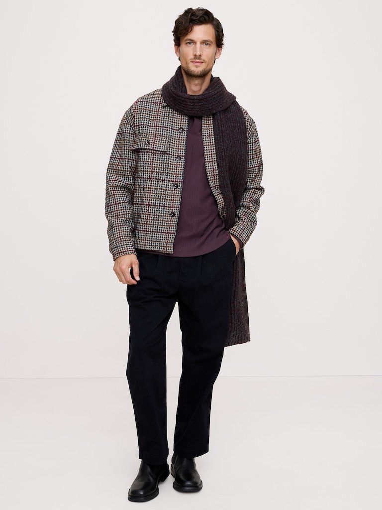 Herringbone Cotton Long-Sleeve Polo