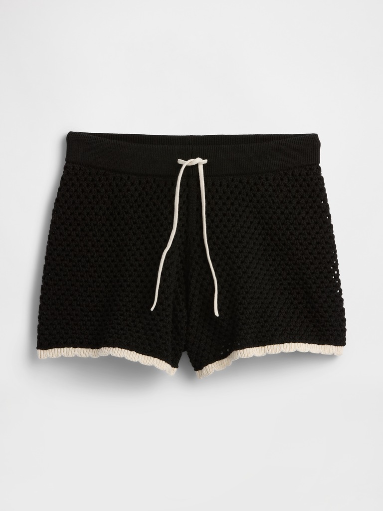 Relaxed Pull-On Crochet Sweater Shorts