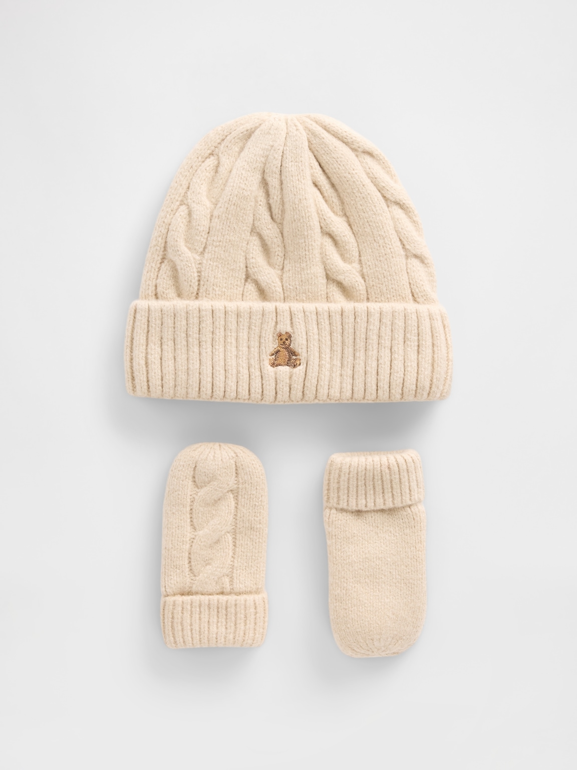 Baby & Toddler CashSoft Cable-Knit Beanie & Mittens Set
