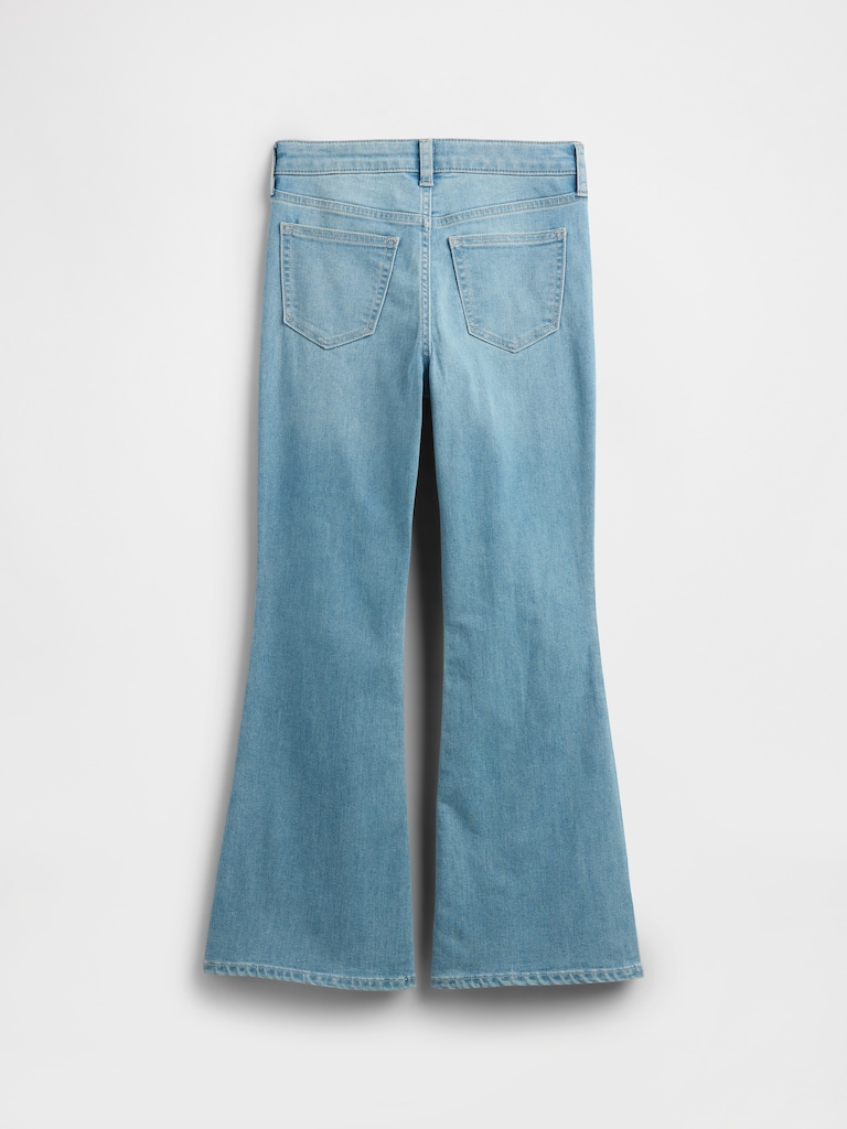 Kids High Rise Embroidered '70s Flare Jeans