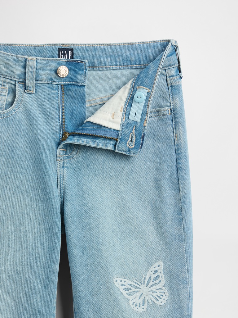 Kids High Rise Embroidered '70s Flare Jeans