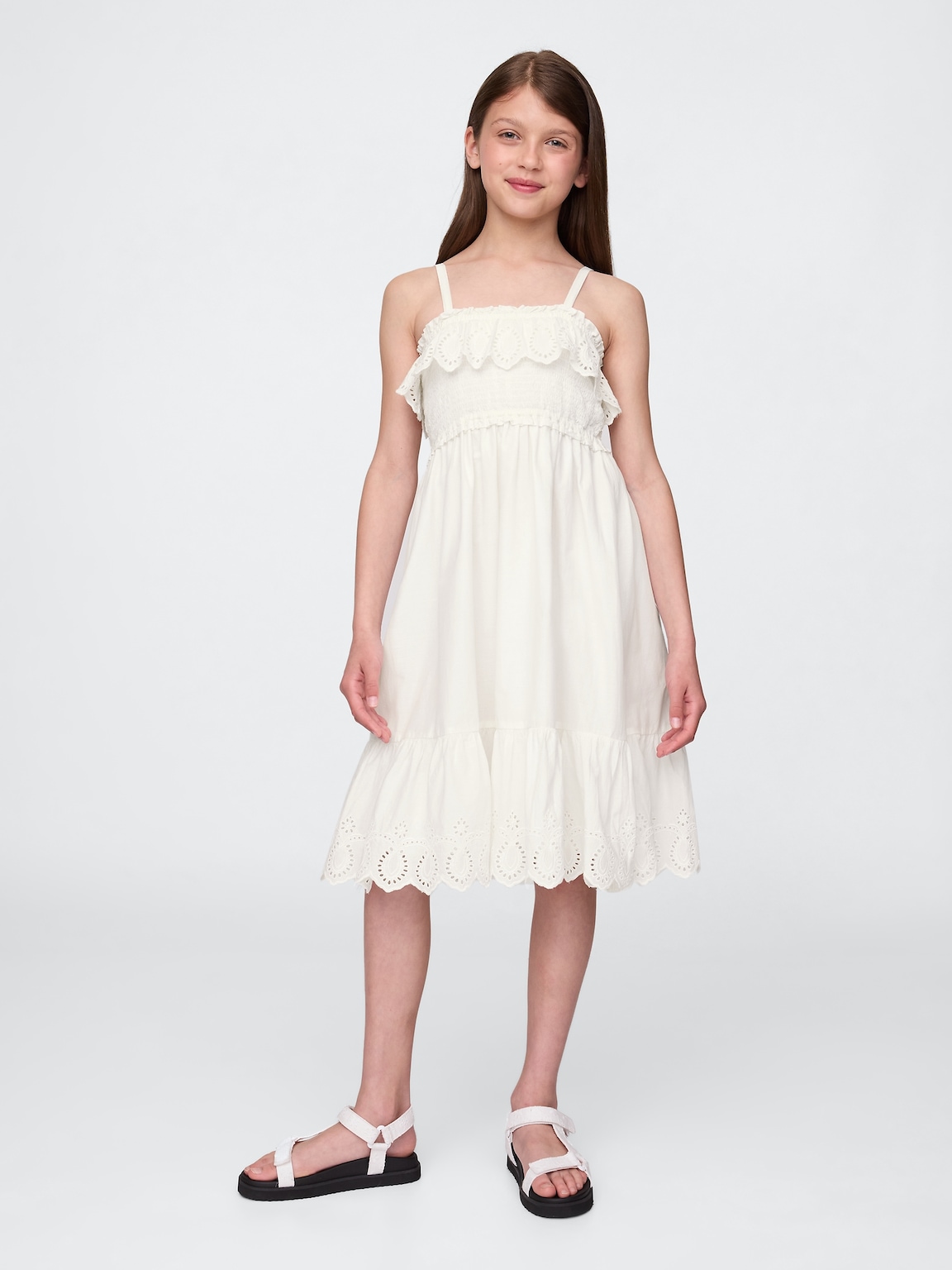 Kids Smocked Ruffle Midi Dress