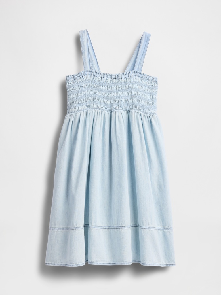 Kids Smocked Denim Dress