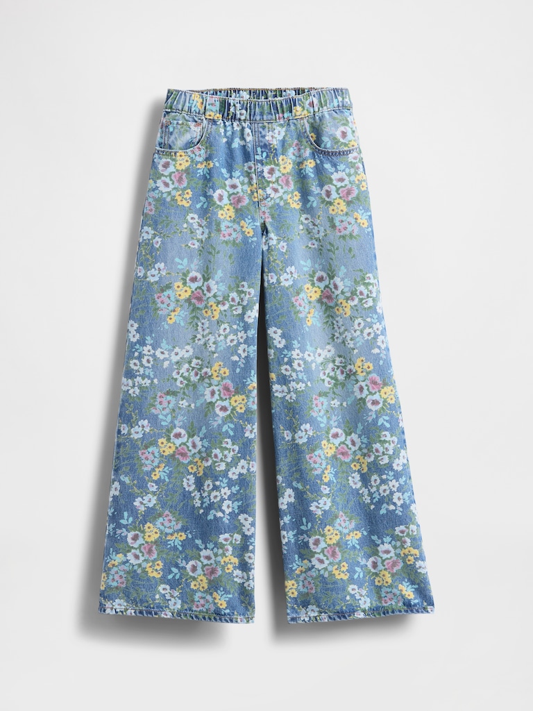 Kids Floral Easy Baggy Jeans