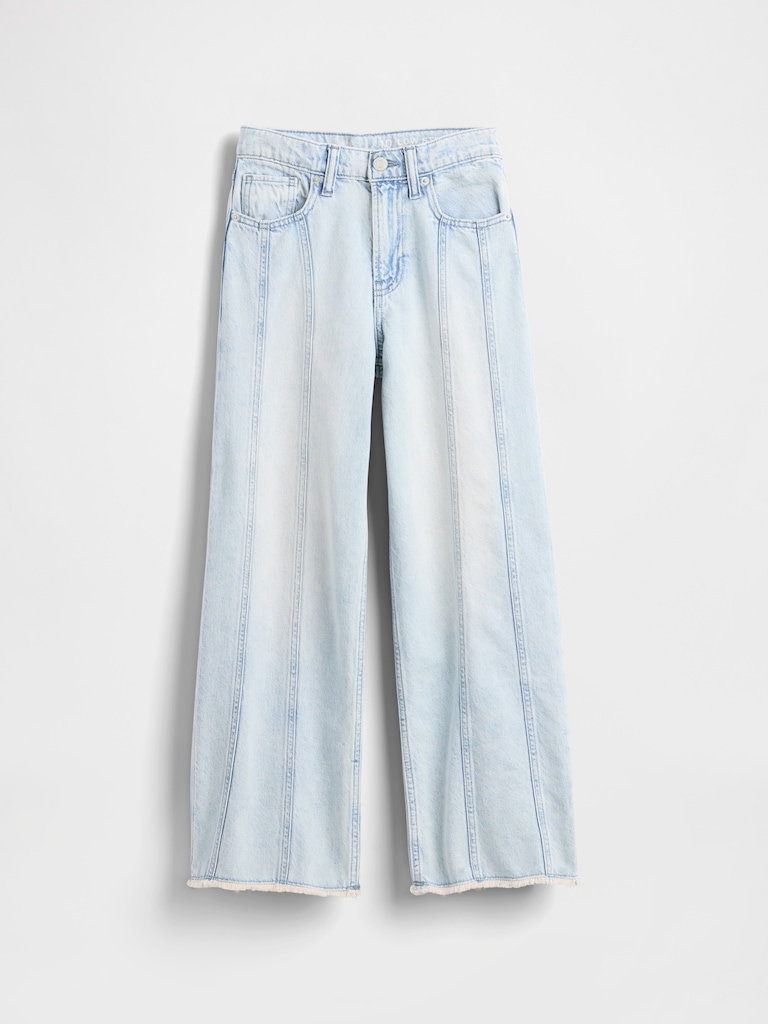 Kids Low Rise Stride Seamed Wide-Leg Jeans