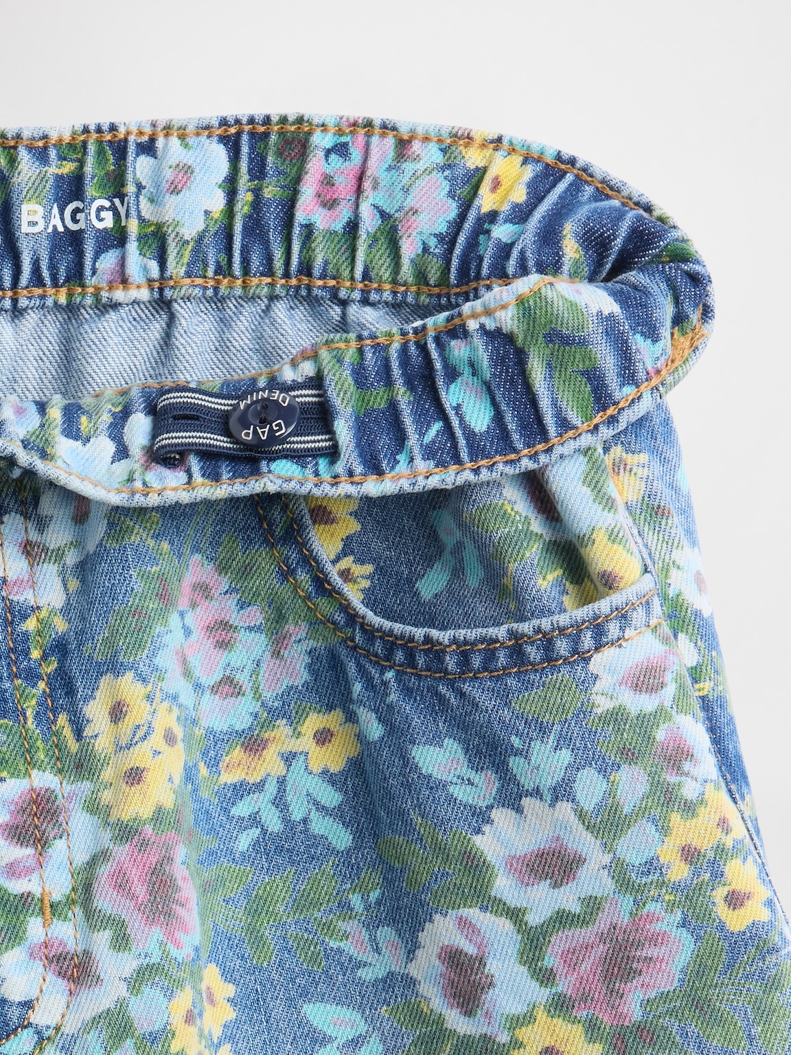Kids Floral Easy Baggy Jeans