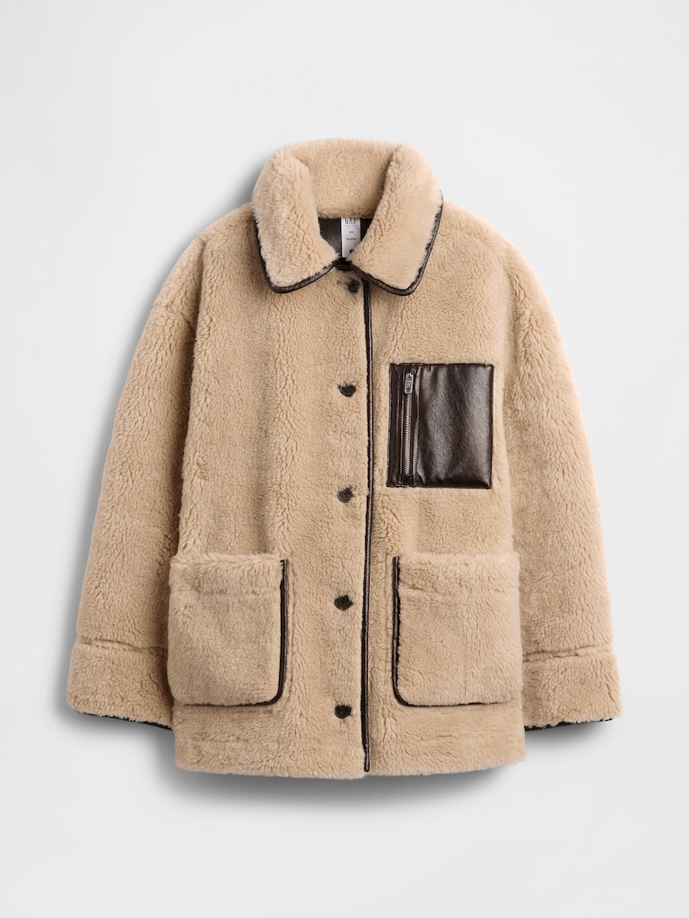 Gap × Sandy Liang Reversible Vegan Leather Sherpa Jacket