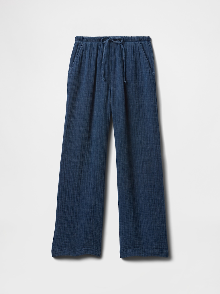 Kids Crinkle Gauze Denim Baggy Pants