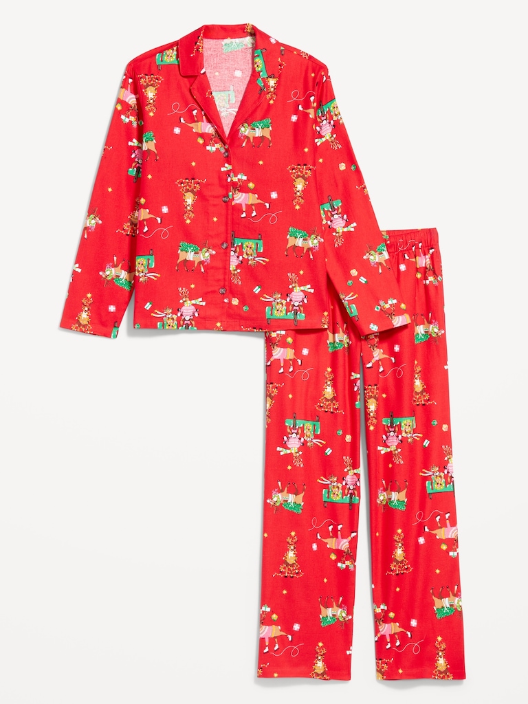 Printed Flannel Pajama Pant Set for Women