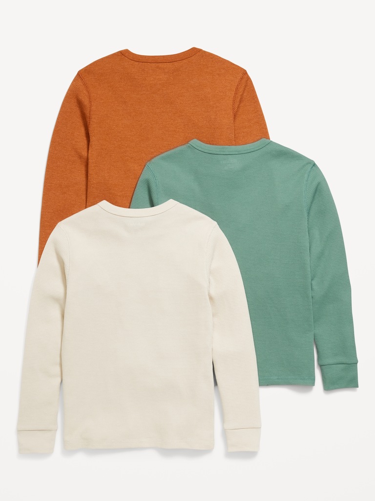 Long-Sleeve Thermal-Knit T-Shirt 3-Pack for Boys