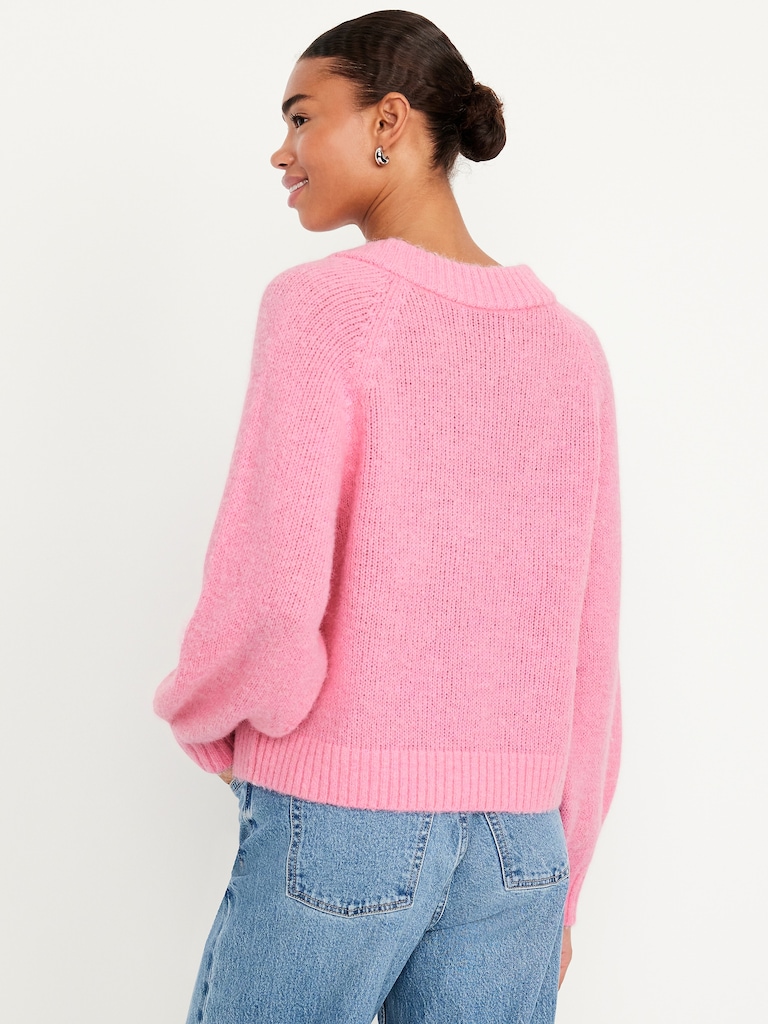 Cozy Cropped V-Neck Sweater