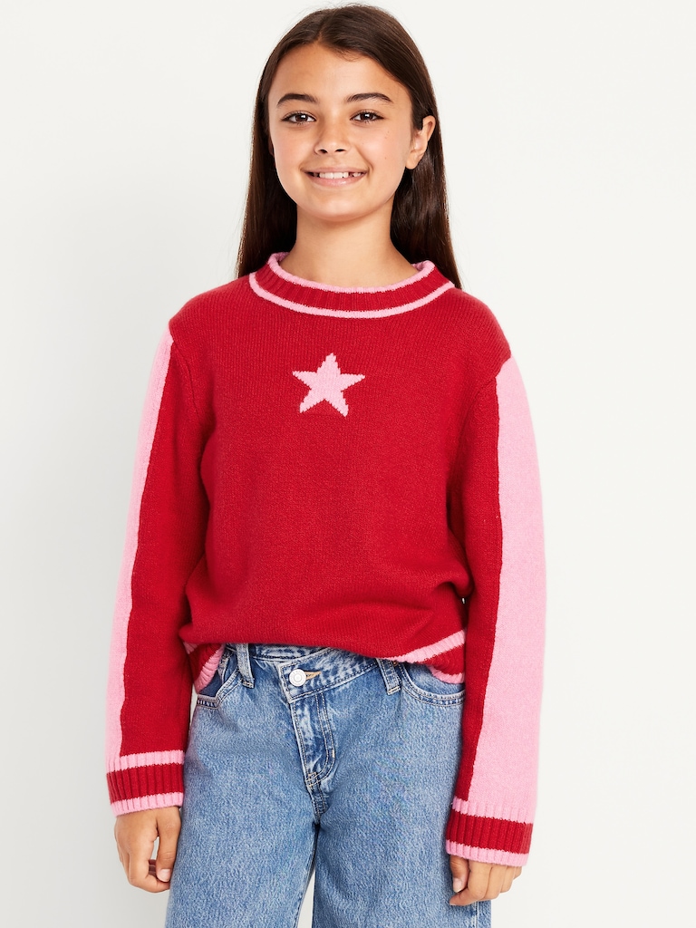 SoSoft Color-Block Mock-Neck Sweater for Girls
