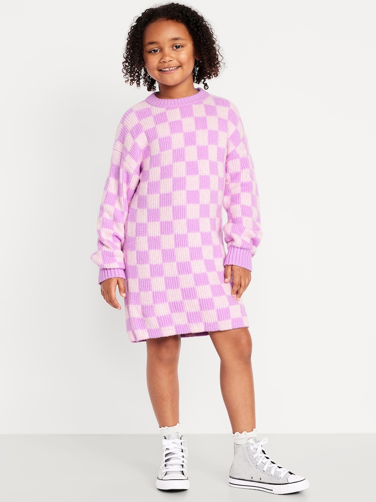 SoSoft Printed Crew-Neck Sweater Dress for Girls