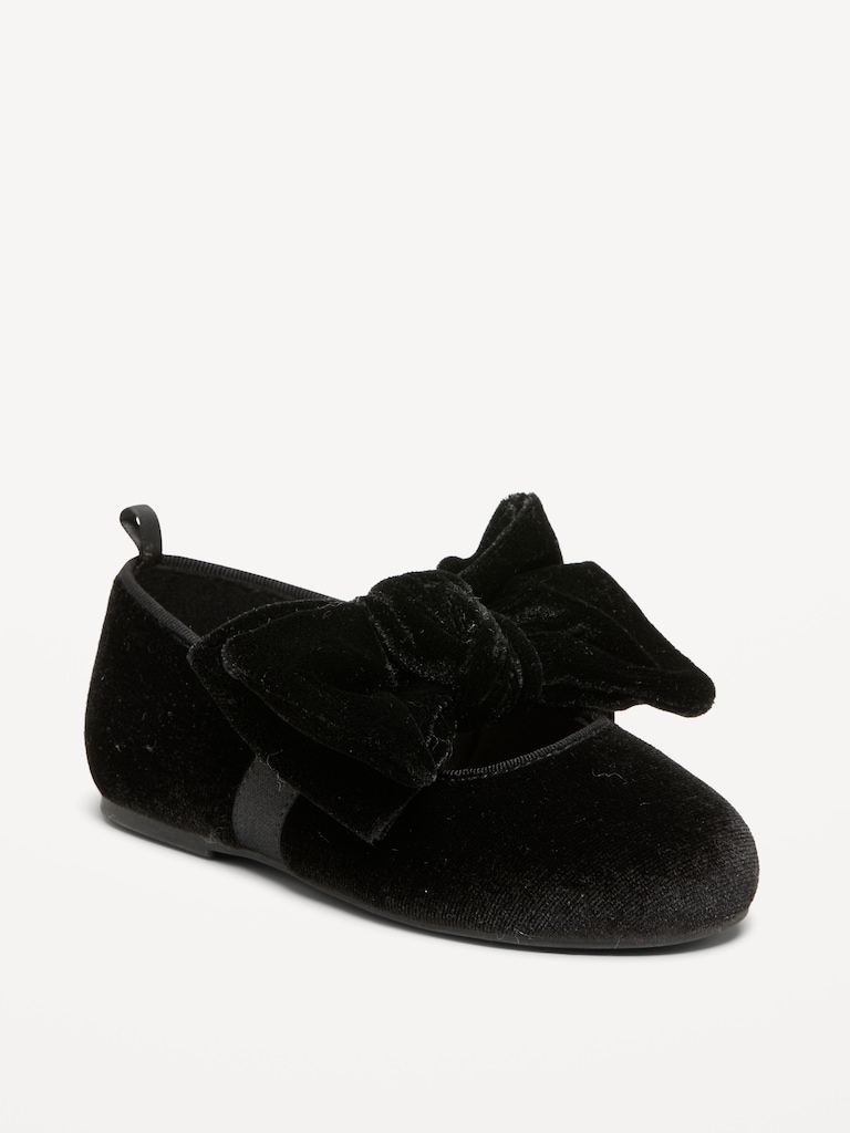 Velvet Bow Ballet Flats for Toddler Girls