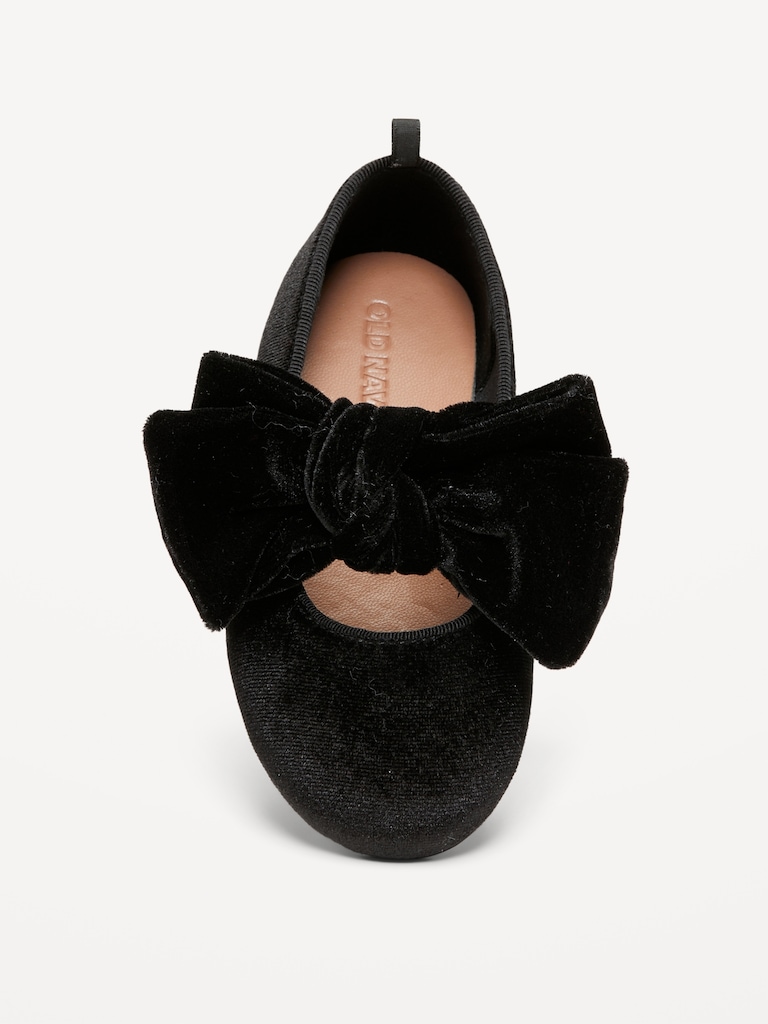 Velvet Bow Ballet Flats for Toddler Girls