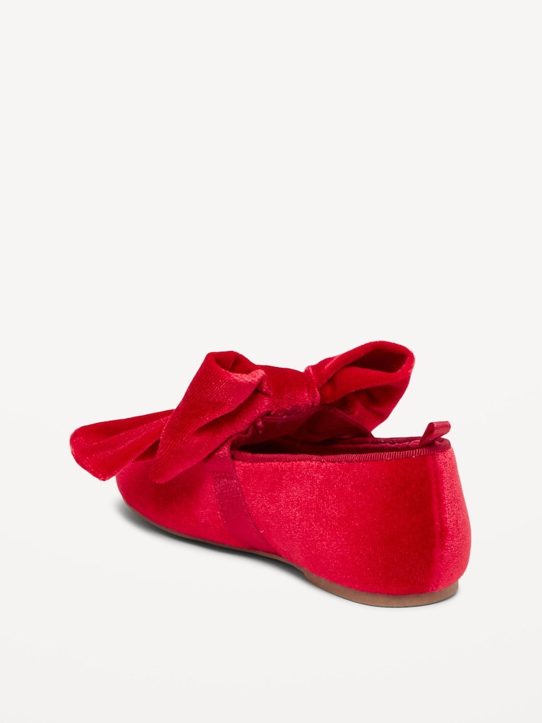 Velvet Bow Ballet Flats for Toddler Girls