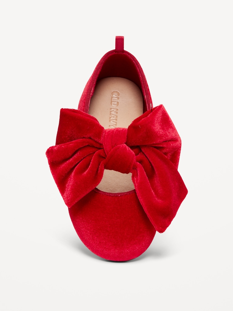 Velvet Bow Ballet Flats for Toddler Girls
