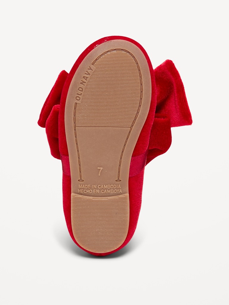 Velvet Bow Ballet Flats for Toddler Girls