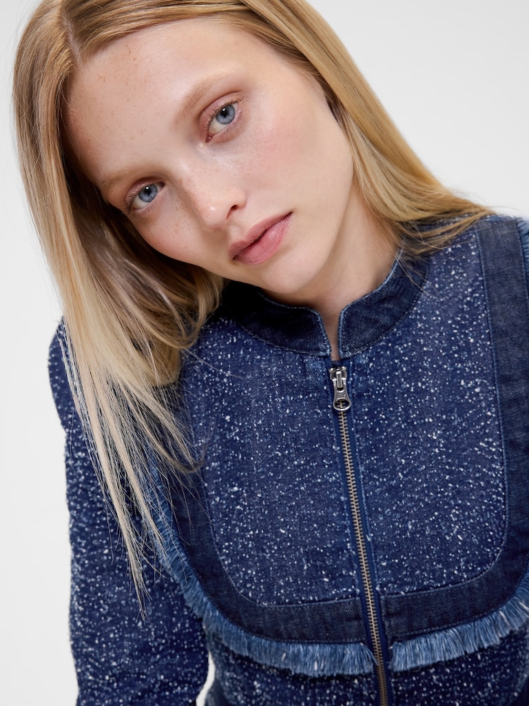 GapStudio Denim Tweed Fringe Jacket