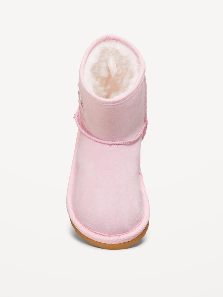 Faux-Suede Glitter Bow Cutout Boots for Toddler Girls