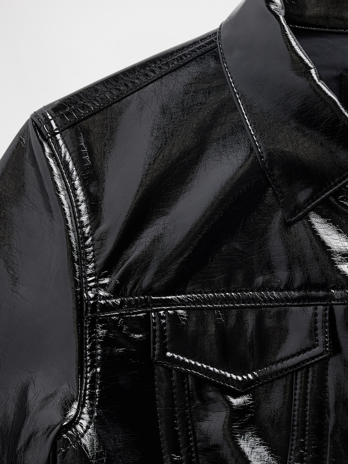 GapStudio Vegan Patent Leather Crop Jacket