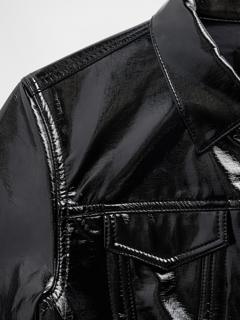 GapStudio Vegan Patent Leather Crop Jacket