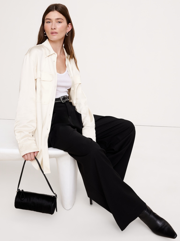 Stretch-Satin Utility Shirt