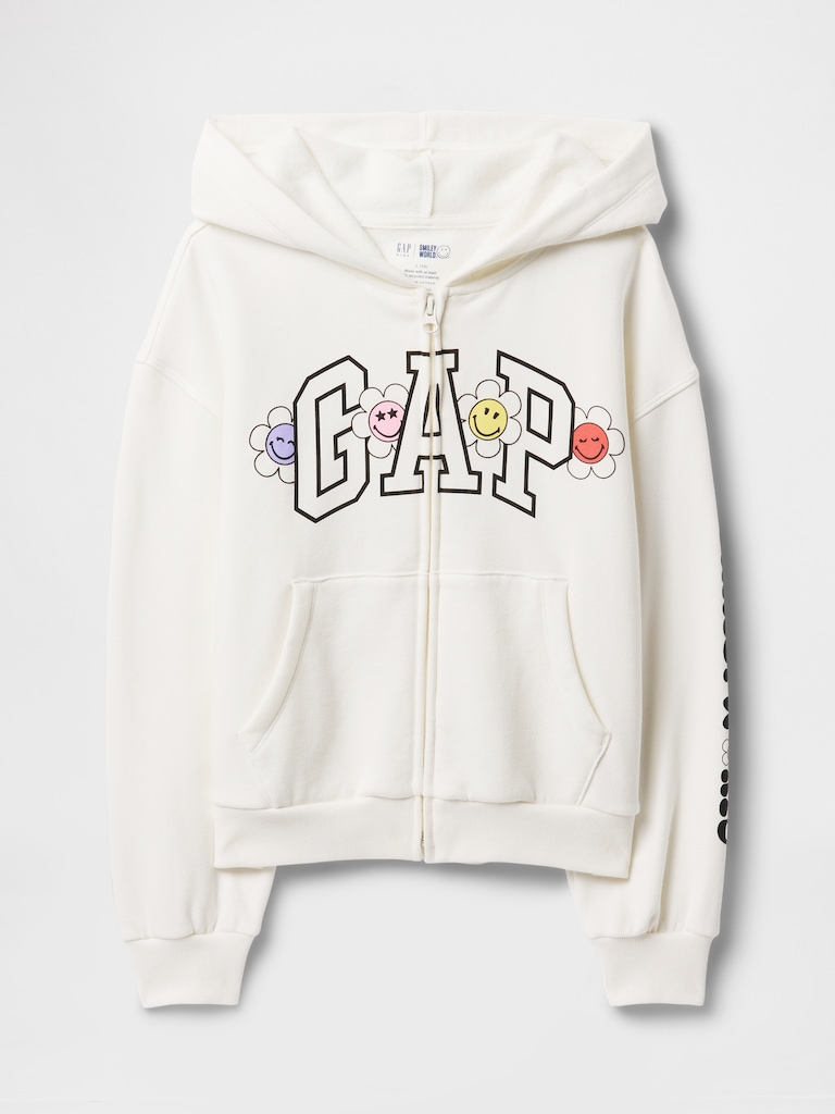 Kids VintageSoft Smiley World Logo Zip Hoodie