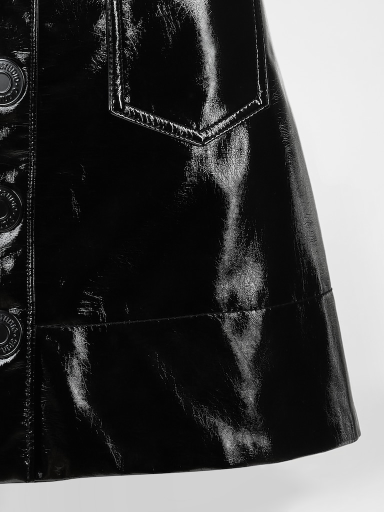 GapStudio Vegan Patent Leather Mini Skirt