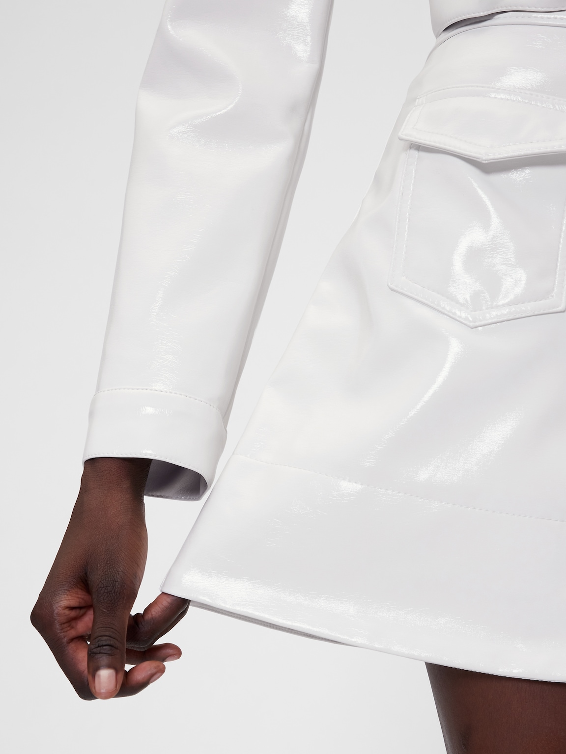 GapStudio Vegan Patent Leather Mini Skirt