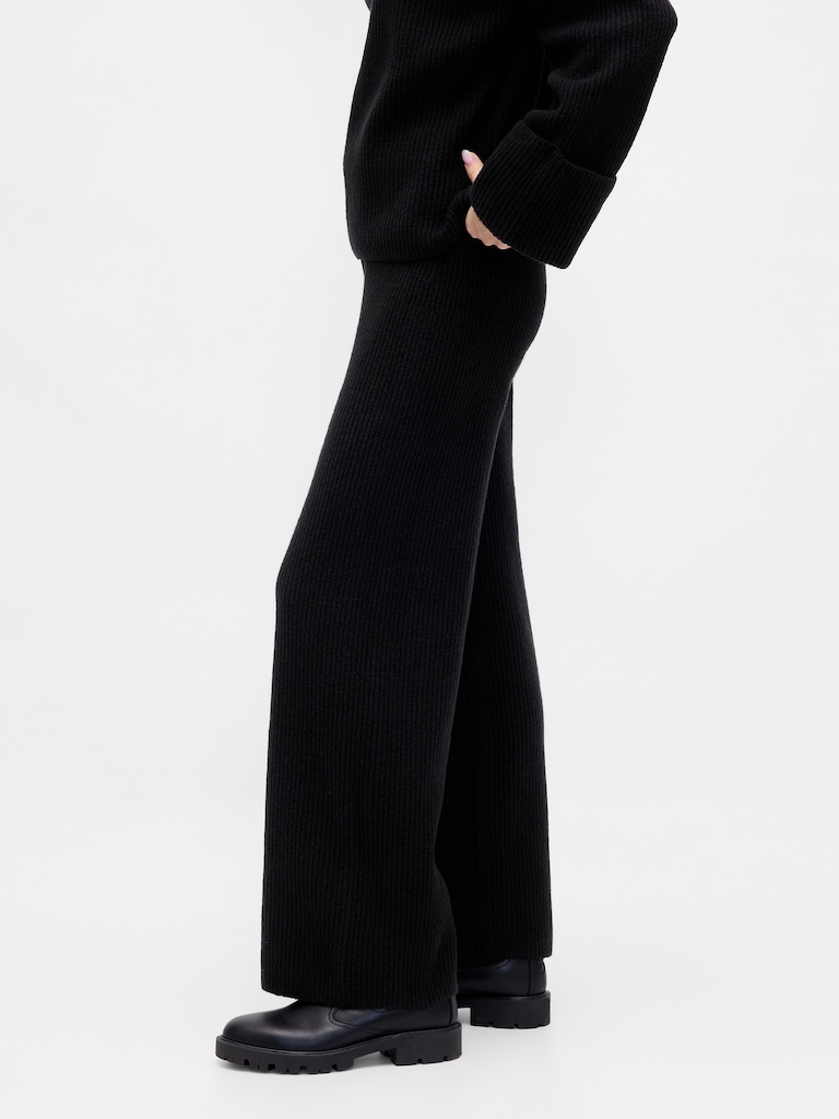 CashSoft Shaker-Stitch Sweater Pants