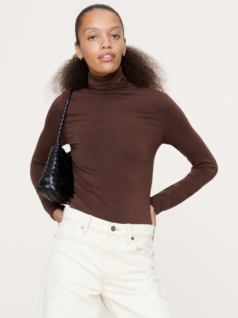Luxe Wool-Blend Turtleneck T-Shirt