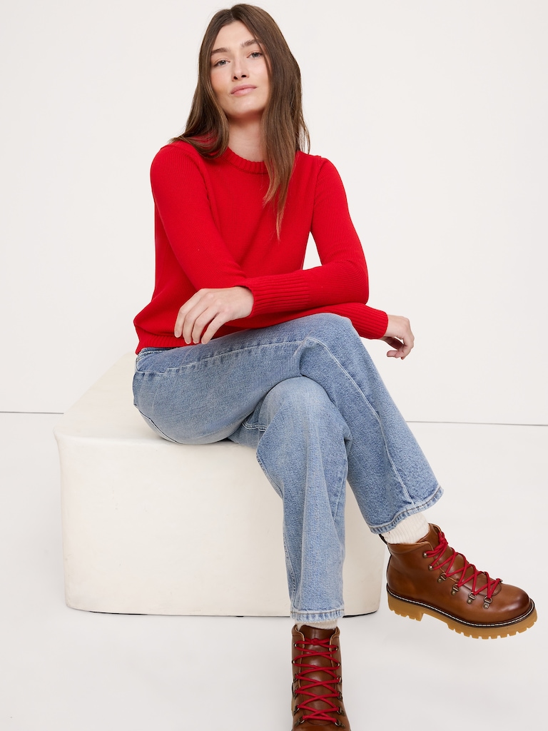 Cotton-Silk Crew-Neck Sweater