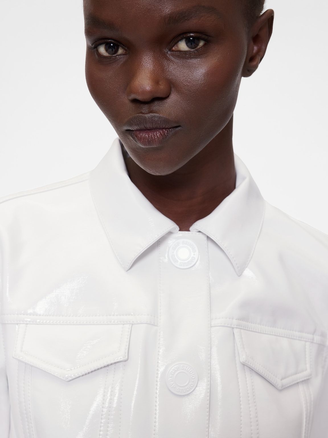 GapStudio Vegan Patent Leather Crop Jacket