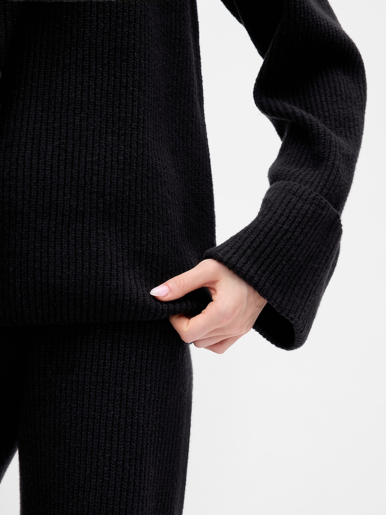 CashSoft Shaker-Stitch Boyfriend Sweater