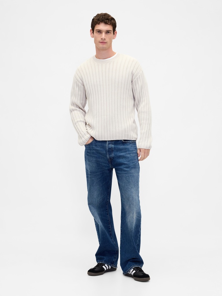 Wide Rib Slim Crewneck Sweater