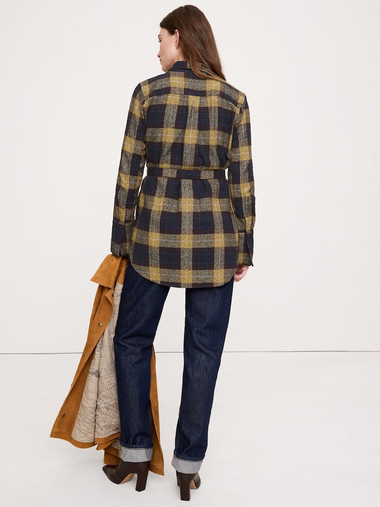 Flannel Belted Tunic Shirt