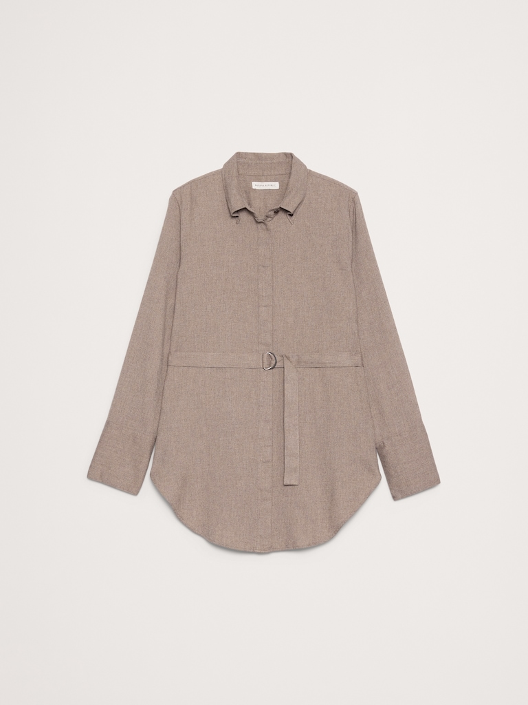 Flannel Belted Tunic Shirt