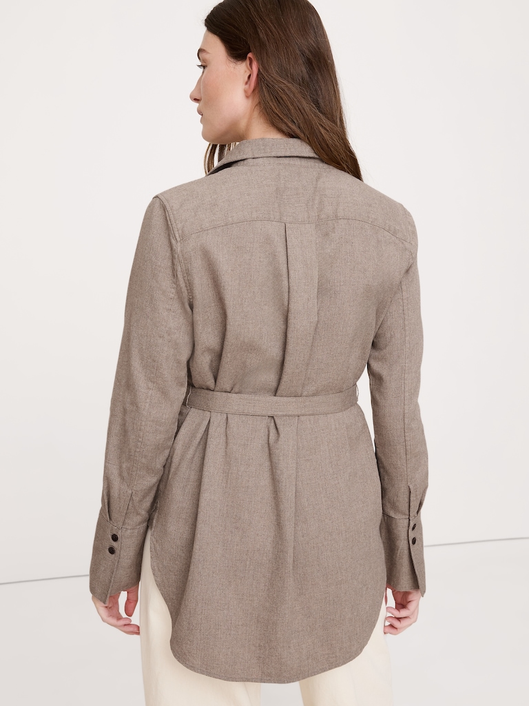 Flannel Belted Tunic Shirt