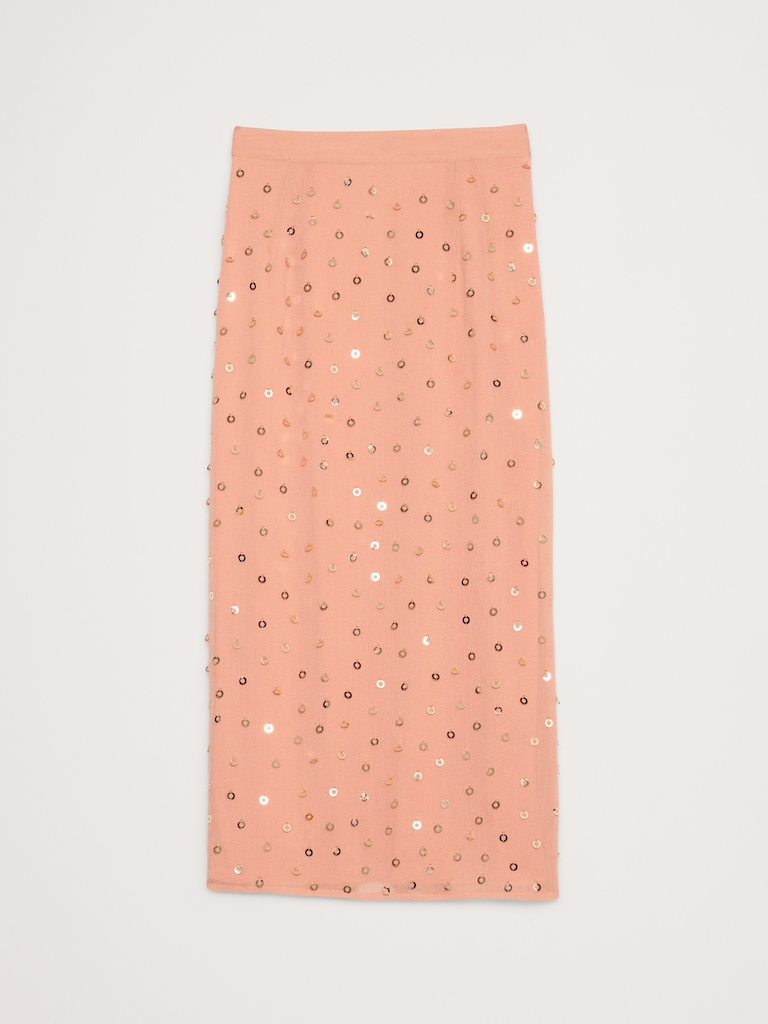 Embellished Chiffon Midi Skirt