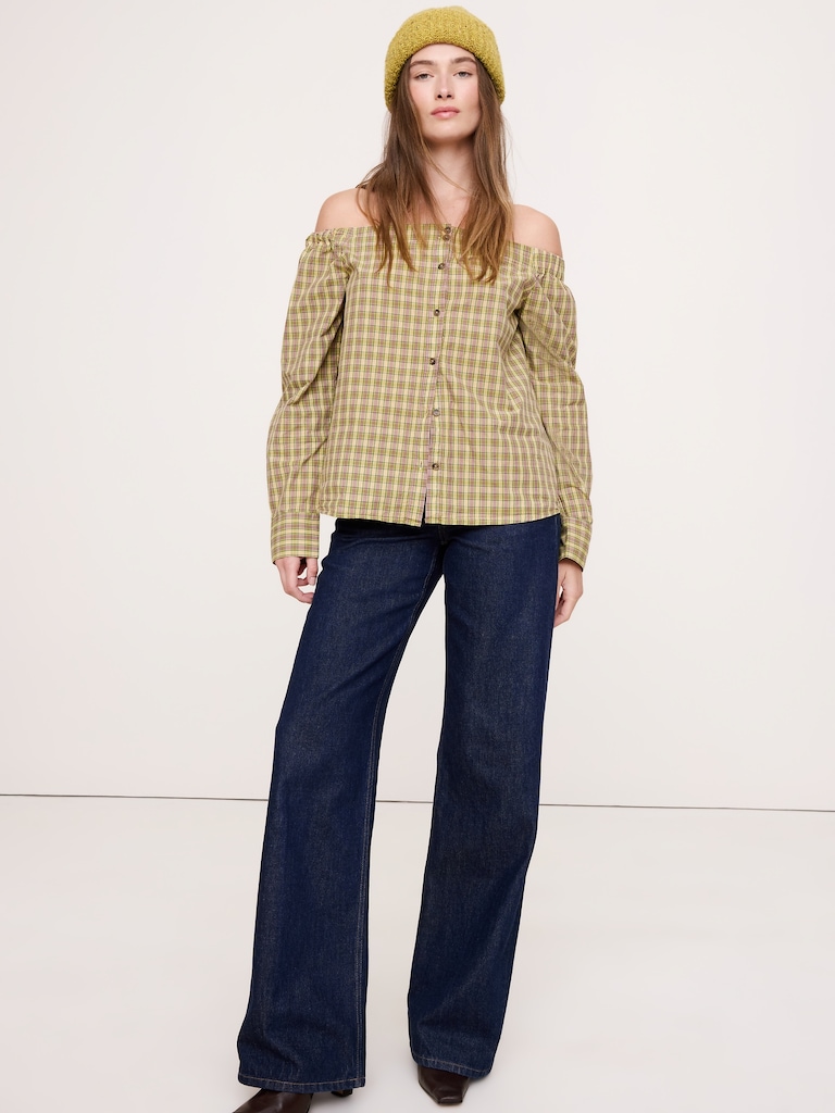 Cotton Poplin Off-The-Shoulder Top