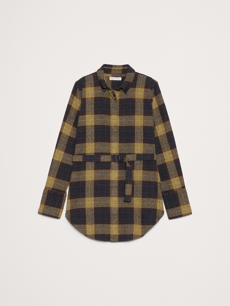 Flannel Belted Tunic Shirt