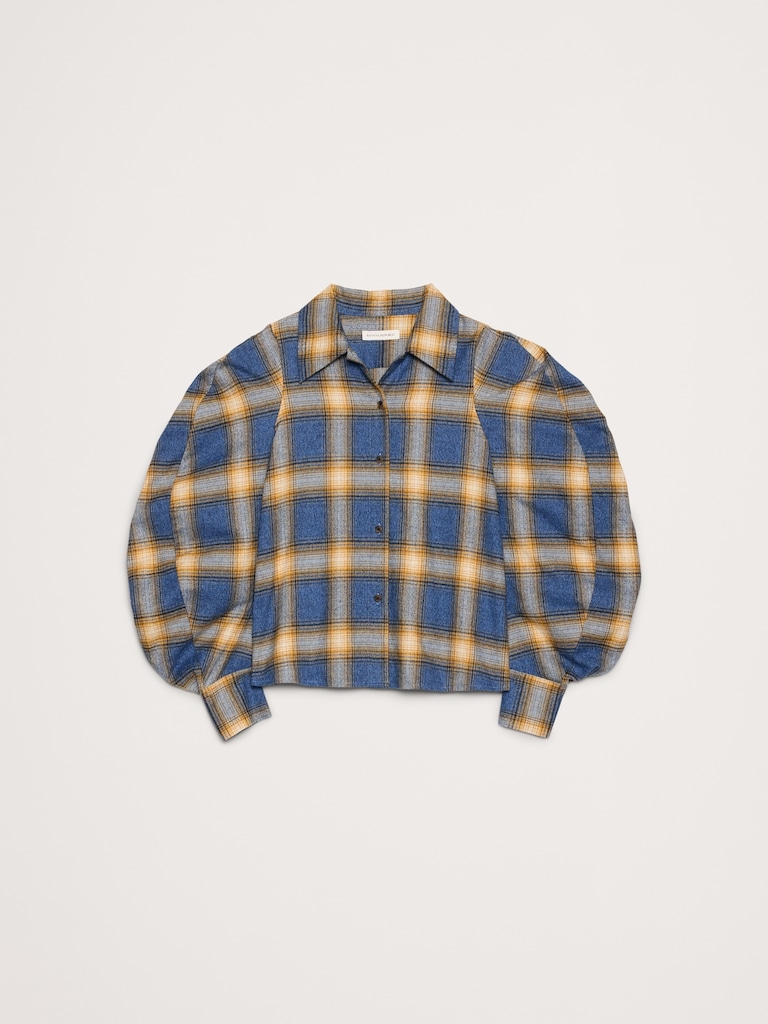 Flannel Volume-Sleeve Shirt